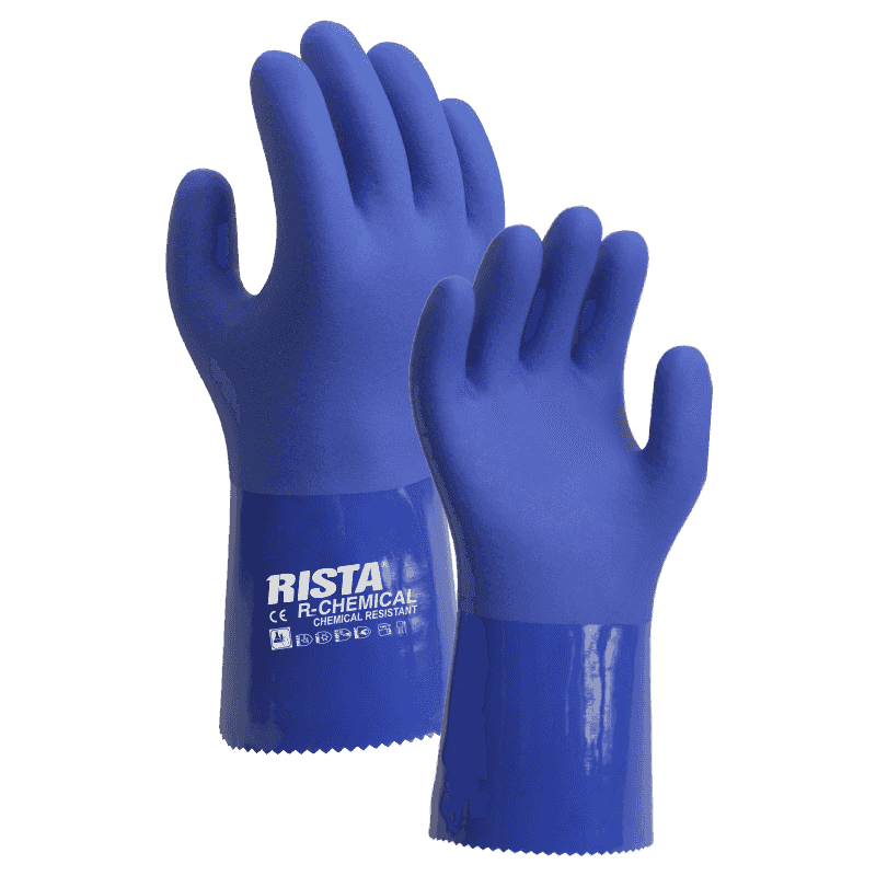 RCG-01-G656 Triple-dipped  PVC abrasion resistant chemical glove 