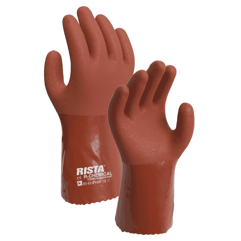 RG-01-G650 PVC gloves with seamless cotton liner and rough finish on palm 